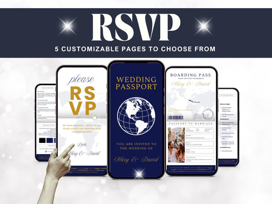 Passport Wedding Invitation Suite + Trackable RSVP