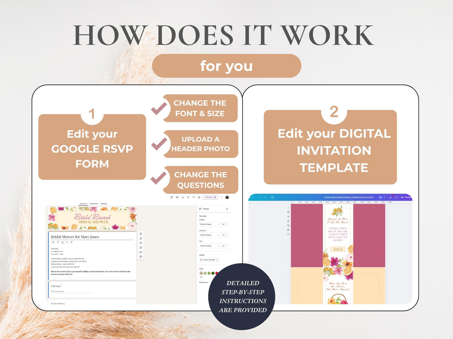 Digital Summer Citrus Pink Bridal Shower & Bridal Weekend Template