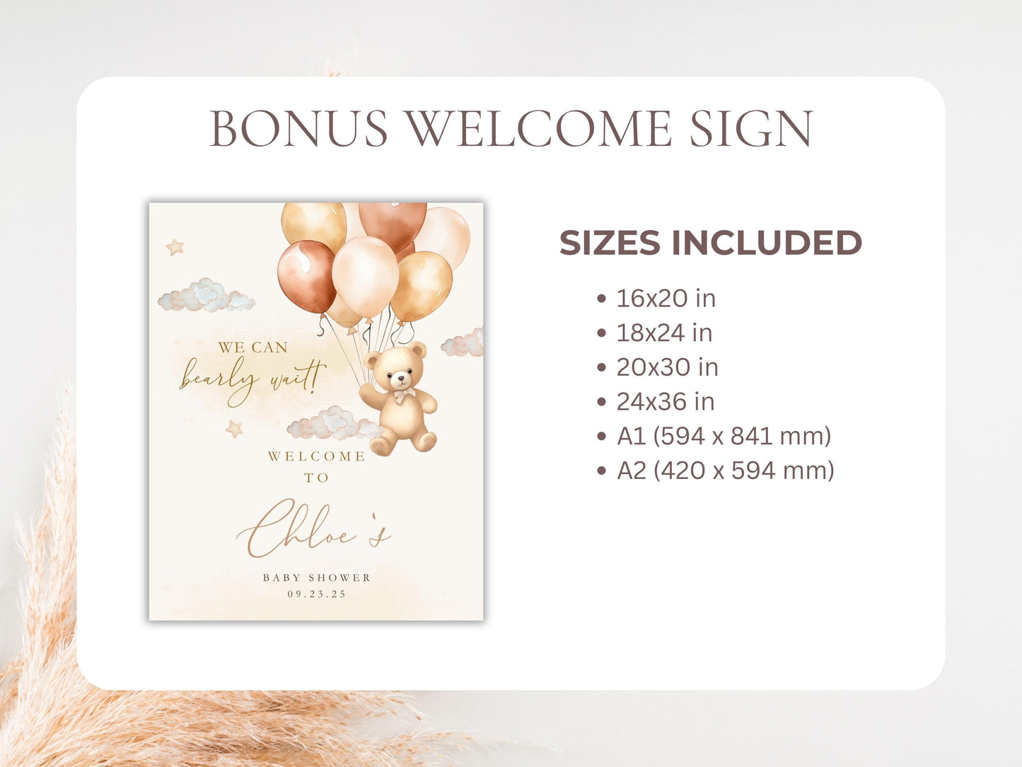 Gender Neutral Baby Shower Invitation – Digital Bear Baby Shower Invite with Online RSVP & Registry