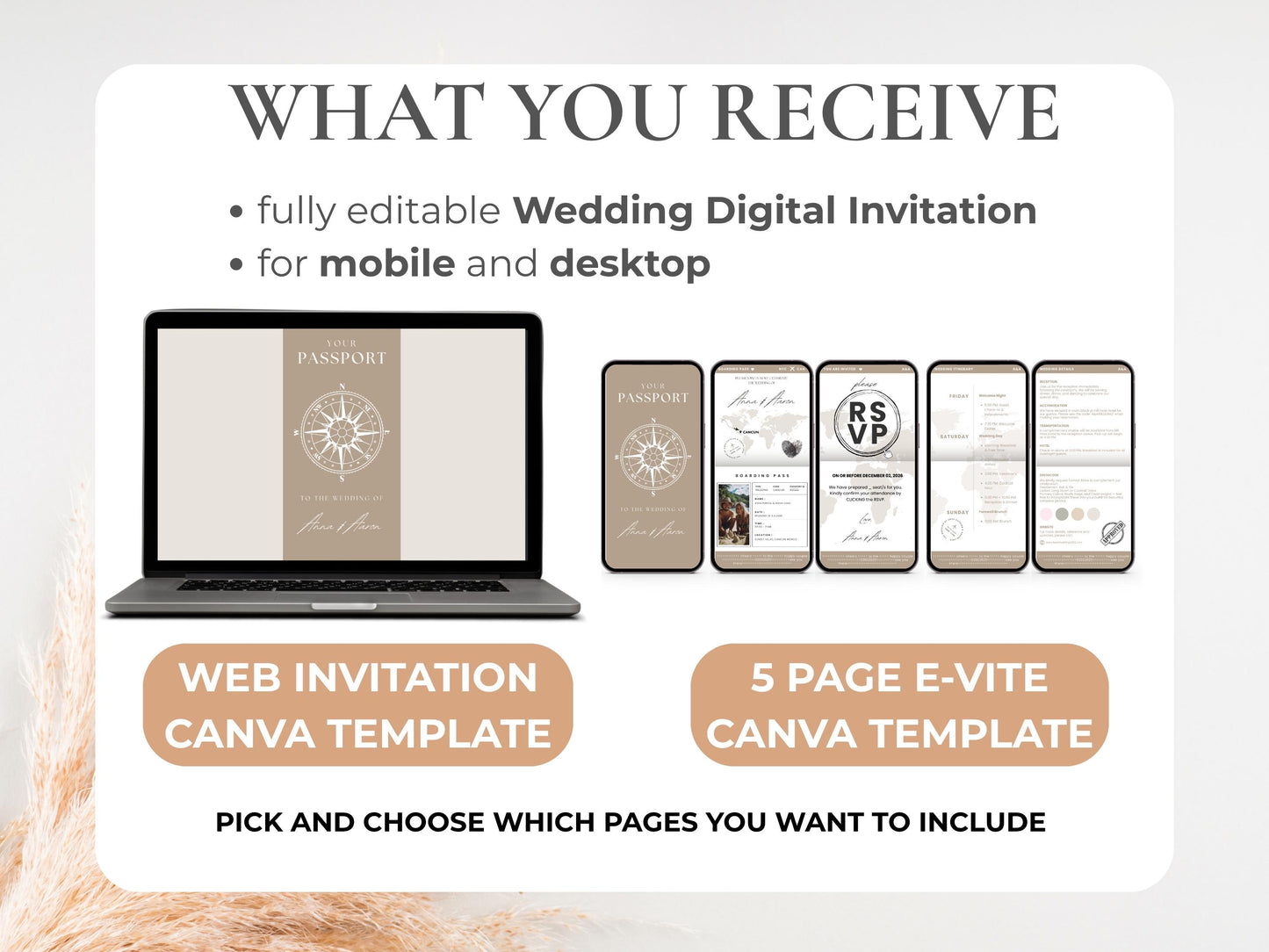 Editable Plane Ticket Wedding Invitation