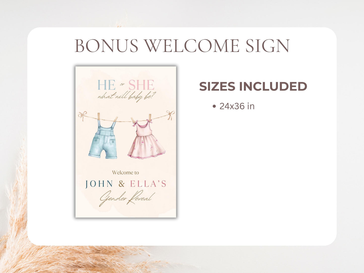Boho Gender Reveal Digital Invitation + RSVP Tracker