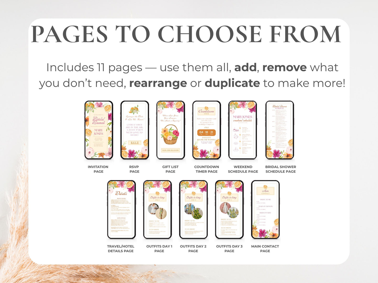 Digital Summer Citrus Pink Bridal Shower & Bridal Weekend Template