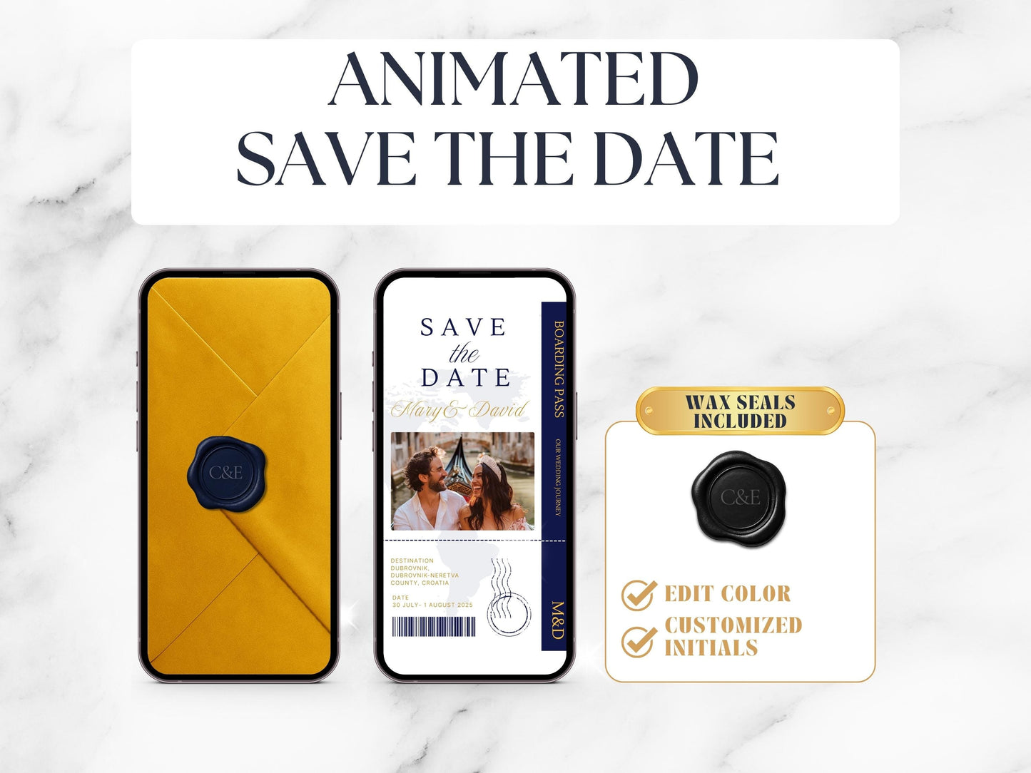 Elegant Boarding Pass Save the Date Template