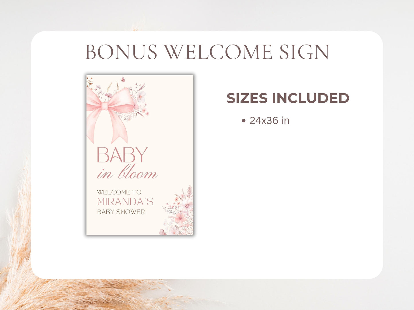 Pink Bow Baby Shower Digital Invitation + RSVP Tracker
